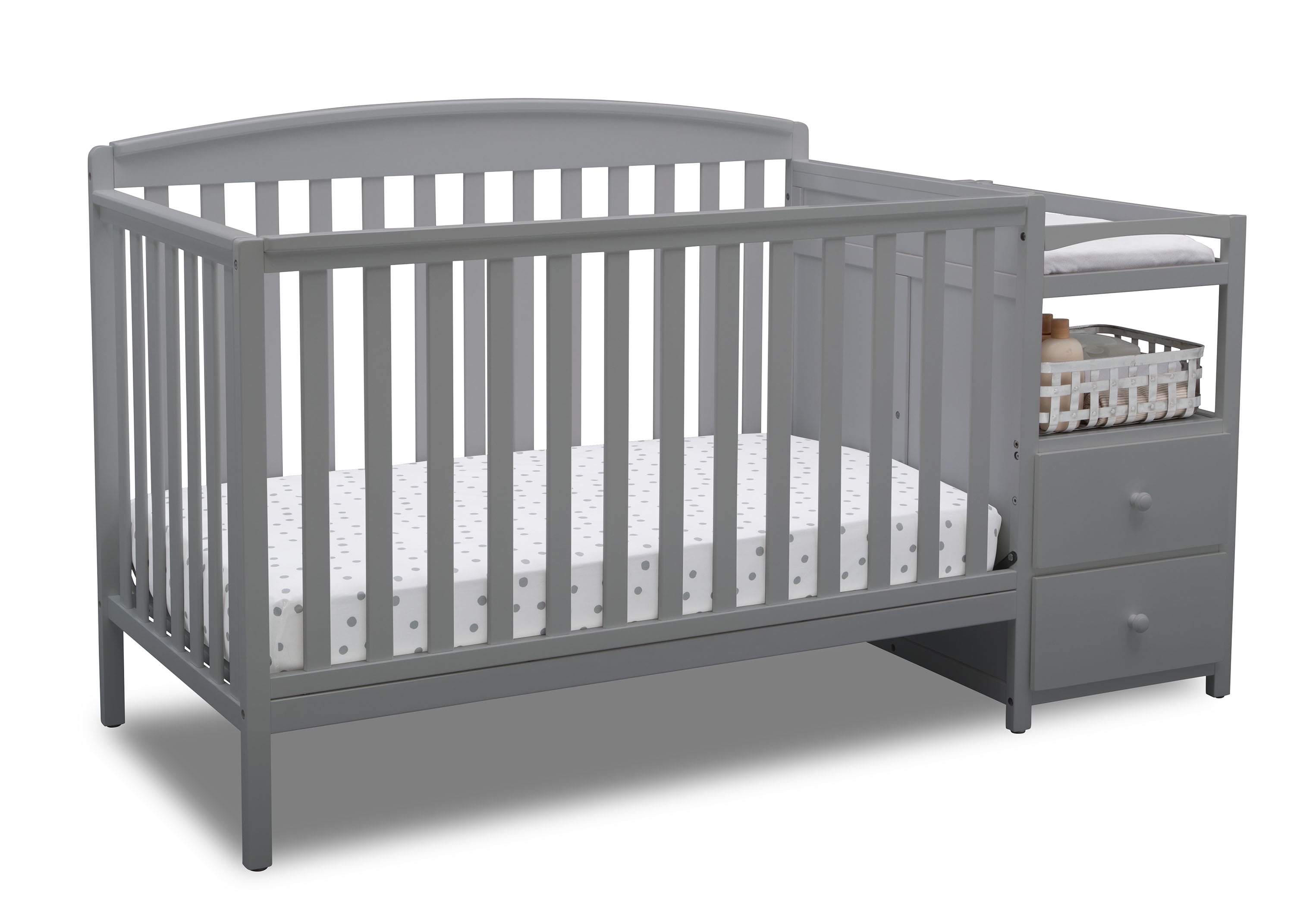 grey 4 in 1 crib with changing table