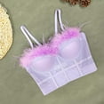thumbnail image 4 of YWDJ Bras for Women Sleeping Bras Wireless Sleep Bras Spaghetti Straps Full Coverage Push up Wrap Comfy Bras Padded Comfortable Bras Solid Lounge Bras Purple S, 4 of 5