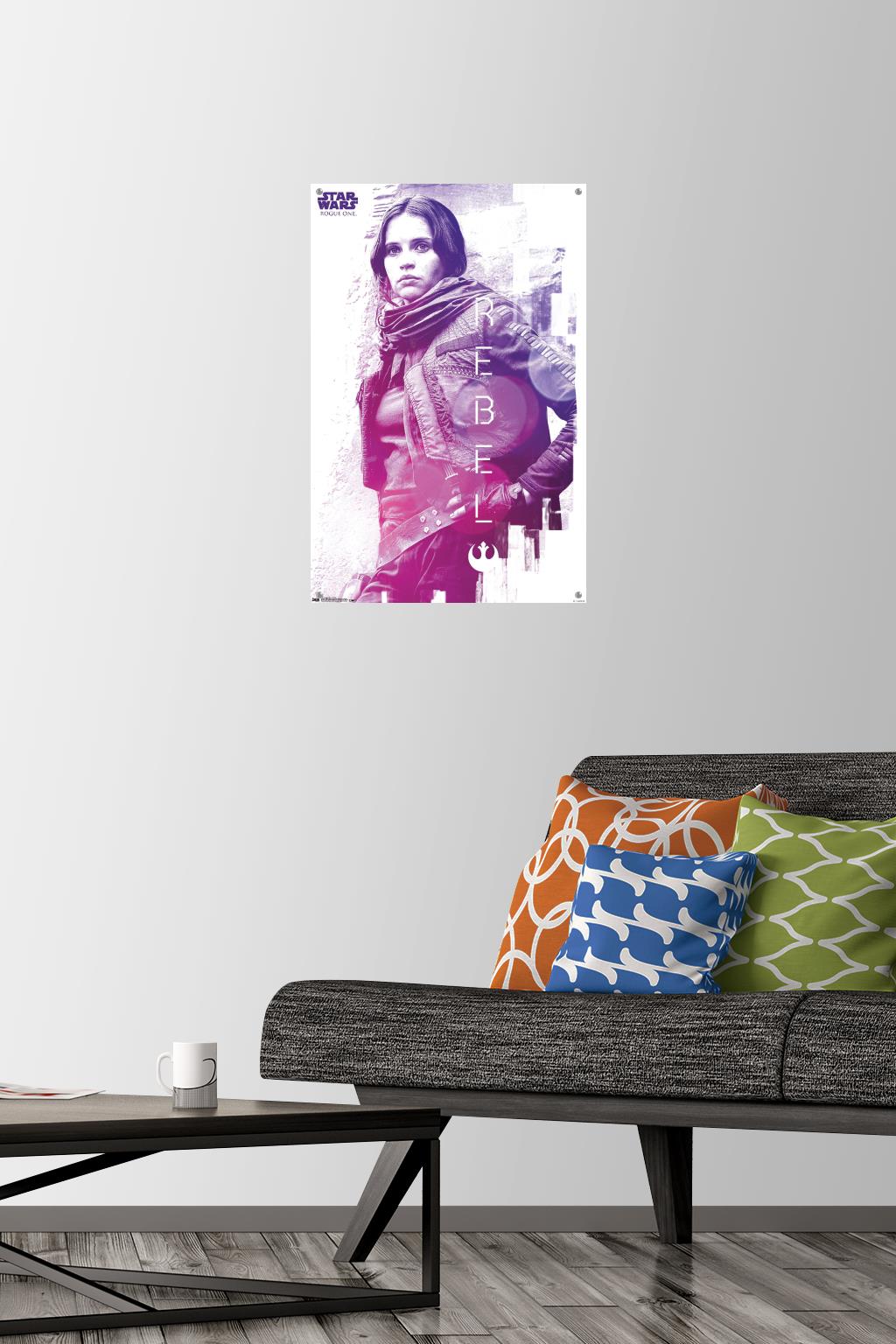 Star Wars: Rogue One - Rebel Wall Poster with Push Pins, 14.725" x 22.375"