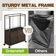 thumbnail image 4 of Greenstell Cesta para la colada con ruedas, cesta delgada para la colada de 17,4 galones (66 L) con 2 bolsas de forro extraíbles y 2 bolsas de malla, cesta estrecha de ratán para ropa para dormitorio,, 4 of 5