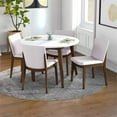 thumbnail image 2 of Pemberly Row 5-Piece Modern Round Dining Set w/ 4 Fabric DiningChairs in Beige, 2 of 7