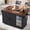 Black, variant on Harmie 72" Farmhouse Kitchen Island with Power Outlet & Dual Fridge Storage, Rolling Coffee Bar Cart on Wheels with 4 Drawers, Sliding Barn Door, Glass Holder, Drop Leaf, White