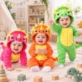 thumbnail image 6 of KPOPLK Dino Infant Romper Hooded Outfit Unisex Halloween Bodysuit Long Sleeve Zipper Jumpsuit Bodysuit for 3 6 9 Months(Hot Pink,6-9 Months), 6 of 8