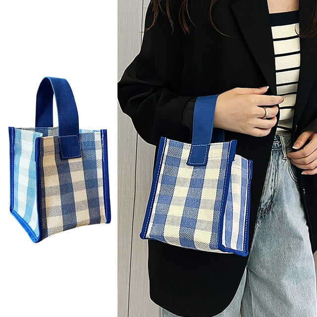 Deals of The Day Clearance! Plaid Canvas Bag Mini Portable Small Square Bag Going Out Portable Storage Bag Fashion Simple Lunch Bag Halloween Thanksgiving Christmas New Year Flash Deals