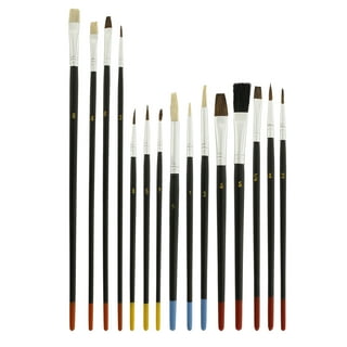 Hello Hobby Round, Filbert, Flat, Fan, Liner Synthetic Bristle Art Brushes  (15 Pieces), Age Group 3+