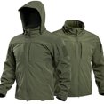 thumbnail image 2 of Hsovts Mens Tactical Softshell Hooded Jackets Waterproof Windproof Fleece Lined Coat For Men Outdoor Hiking Fall Winter Wear Green L, 2 of 6
