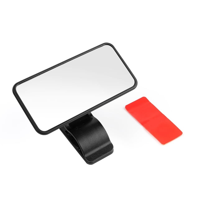 Car Baby Monitor Mirror - 360° Rotatable Clip-On Square Rearview Mirror for Infant Safety, ABS & Glass Construction, Black, 4.72x2.36 inch, Includes Adhesive Sticker for Secure Mounting