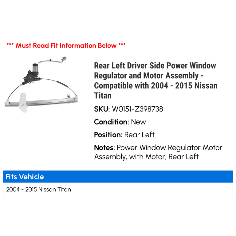 Genuine OEM Rear Window Motors & Regulators for Nissan TITAN for sale