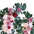thumbnail image 5 of Rustic Fake Rose Flower Swag Green Leaves Decorative Handmade Hanging Artificial Flower Swag for Centerpiece Backdrop Table Arbor Decoration , Pink, 5 of 5