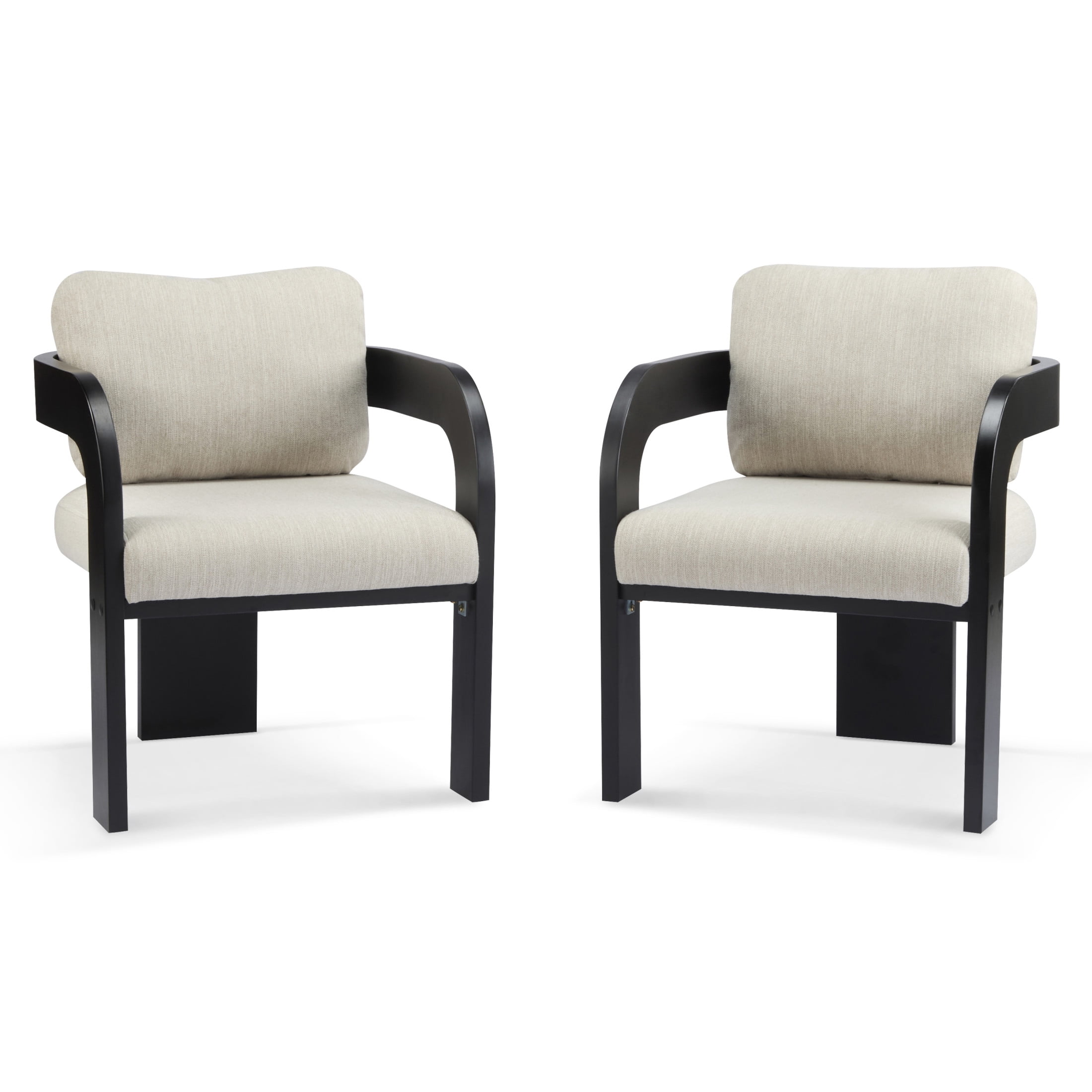 Christopher Knight Home Upholstered Dining Chairs with Curved Backrest, Beige + Black, Set of 2