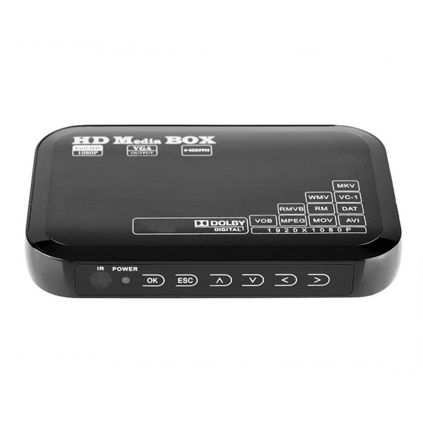 Reproductor multimedia mini Full HD 110-240 V 1080P Reproductor multimedia Caja compatible con MMC RMVB MP3 AVI MKV (EE. UU.)