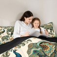 thumbnail image 4 of Homewish Bohemian Elephant Animals Queen Comforter Set,Paisley Peacock Comforter Sets Queen,Cream Green,Black Reversible,3-Piece,1 Comforter and 2 Pillowcases, 4 of 7
