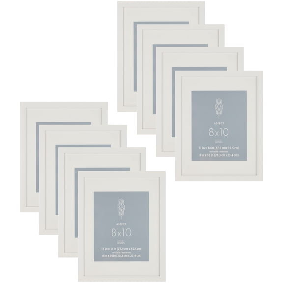 Studio Decor White 8" x 10" Frame with Mat, Aspect, 8 Pack