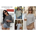 thumbnail image 6 of MOYIKO Striped T Shirts for Women 3/4 Length Sleeve Crewneck Casual Loose Fit Tees Summer Tops, 6 of 7