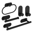 thumbnail image 1 of Bandeja de almacenamiento Juego de almacenamiento de toallas de baño de 5 uds con toallero, portarrollos de baño, dos ganchos, sin perforación, juego de accesorios de baño de acero inoxidable, negro Abanopi Bandeja de almacenamiento, 1 of 7