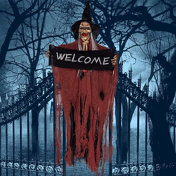 Clearance Hangs under $15,Halloween Outdoor Hanging Halloween Skeleton Decor Realistic Hanging Skeleton With Witch Hat. Halloween Tree Decorations Outdoor Decor(Bring 2 # 5 Batteries)