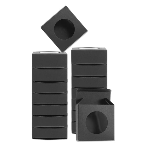 16Pcs Soap Packaging Boxes 3 x 3 x 1.2 Inch Kraft Soap Box for Bakery Candy Packaging Jewelry Display (Black)