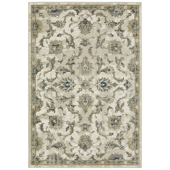 Moretti Viola Area Rug 4333V Beige Bordered Vines 7' 10" x 10' Rectangle