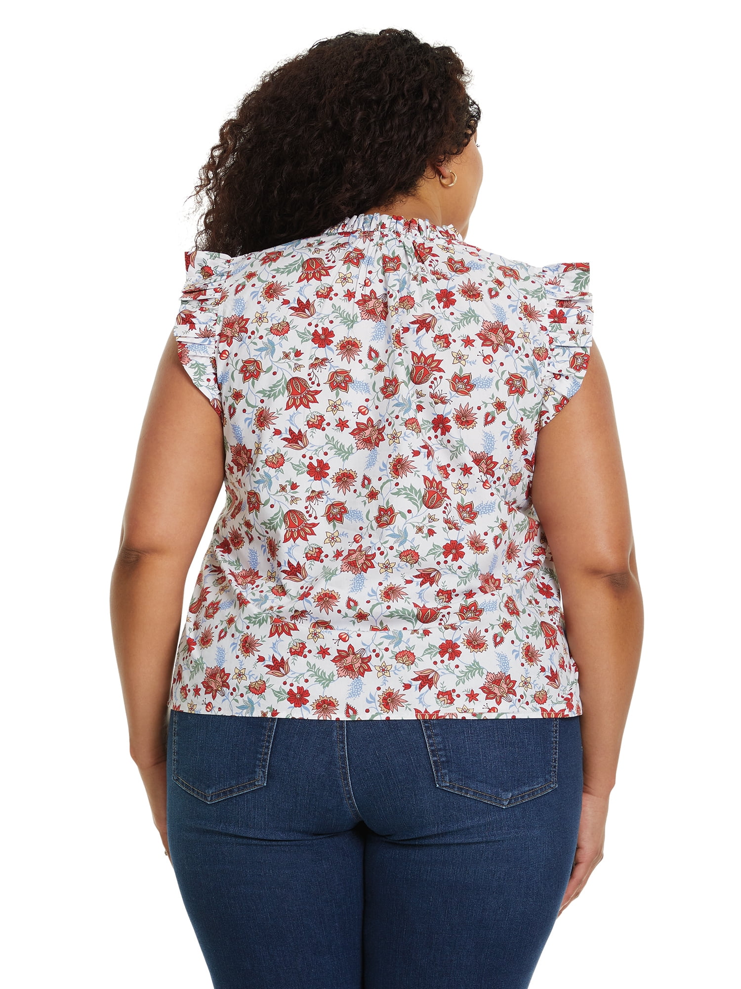Gloria Vanderbilt Swan Series Women's Ruffle Sleeve Top, Sizes XS-XXL