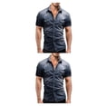 thumbnail image 3 of Camisa de mezclilla Minnieouse para hombre Muscle Fit Azul oscuro 2XL, 3 of 6
