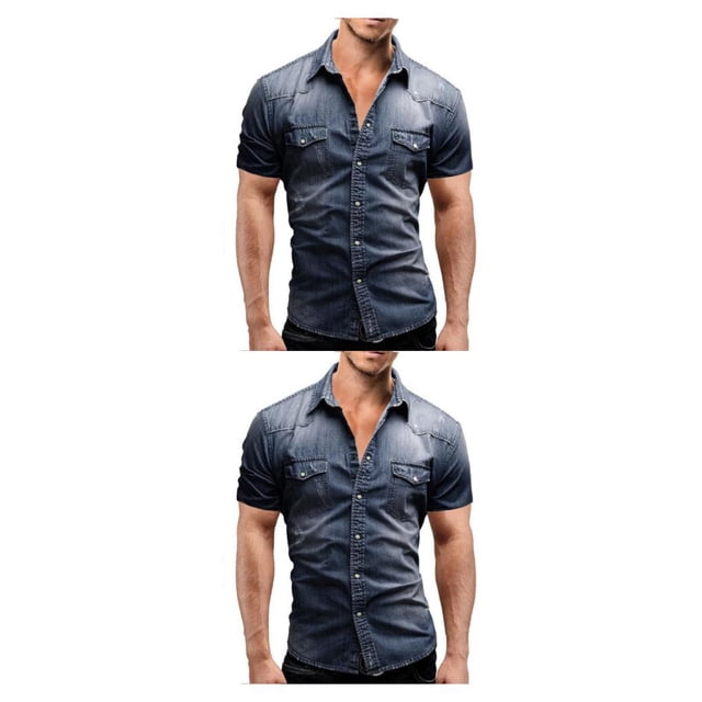 Camisa vaquera fina de verano Sonducket para hombre con bolsillos Azul oscuro METRO