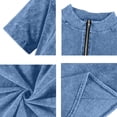 thumbnail image 6 of LNZGNM 1/4 Zip Pullover Men Distressed Washed Polo Shirt Short Sleeve Quarter Zipper Shirts Casual Daily Wear Pullover Tops,Blue L, 6 of 8