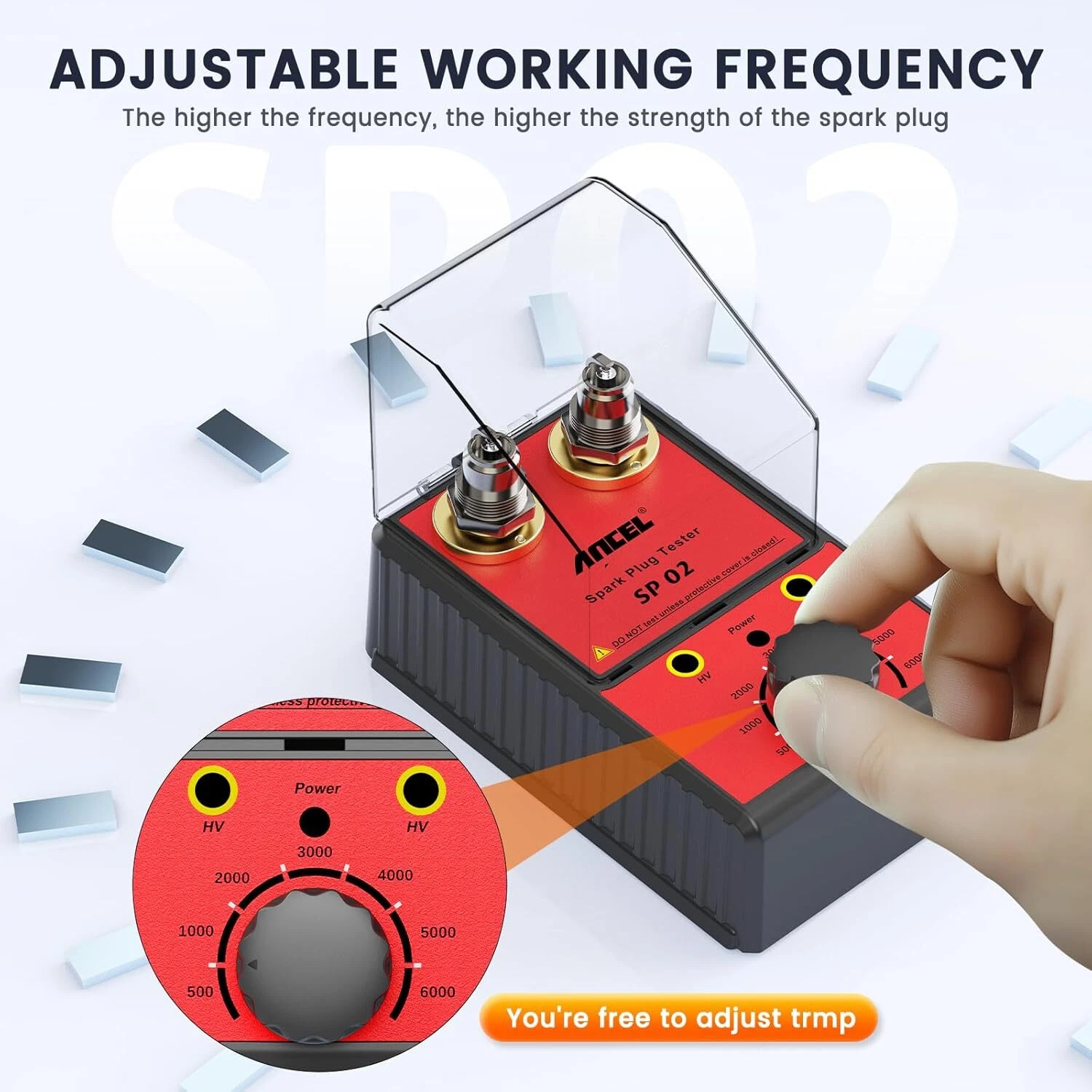 ANCEL Spark Plug Tester, Double Hole Testing Spark Plug Detector, 110V-240V 12V Car Ignition Analyzer Diagnostic Tool Test, Automotive Spark Plug Performance Ignition Intensity with Protective Cover