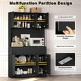 thumbnail image 3 of 71" Pantry Cabinet with Power Outlets and Led Lights,Freestanding Kitchen Pantry Storage Cabinet with Microwave Stand,Tall Kitchen Hutch with Storage Drawers,Dining Room,Black, 3 of 9