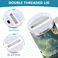 thumbnail image 3 of Yayeee 40oz Stainless Steel Tumbler with Straw and Handle Double-Wall Insulated Travel Water Bottle, Beige Floating Whale, 3 of 8