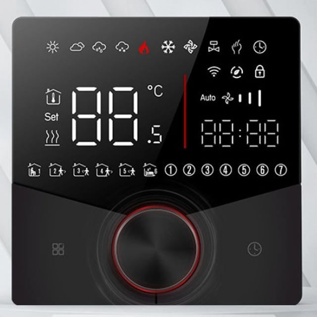 Smart Thermostat LCD Color Display Panel Knob Design Digital Remotes Hygrometer Indoor