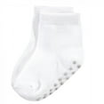 thumbnail image 2 of Touched by Nature Baby and Toddler Organic Cotton Blend Socks with Non-Skid Gripper for Fall Resistance, White, 4-6 Toddler, 2 of 2