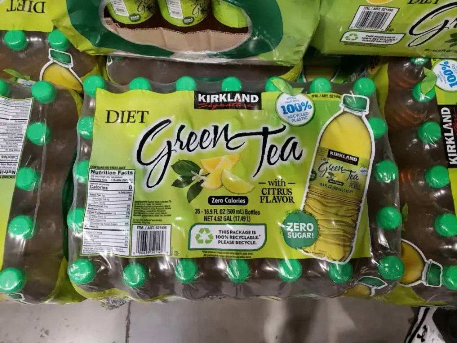 Kirkland Signature Diet Green Tea with Citrus Flavor 16.9 Ounce (34 pack)