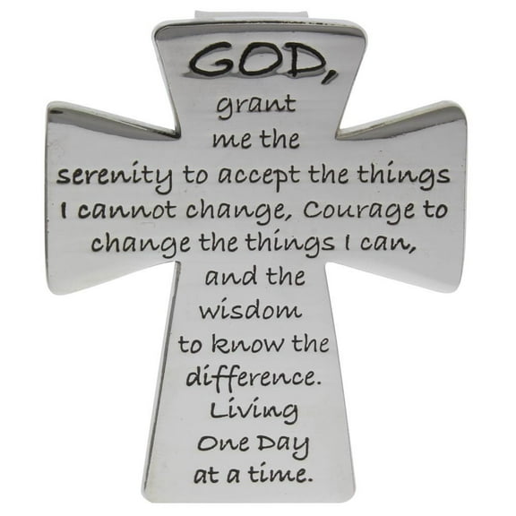 Serenity Prayer Auto Visor Clip on Cross in Chrome