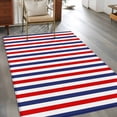 thumbnail image 4 of 4x6 Area Rugs, Red Blue White Striped Non-Skid Rubber Backing Large Rectangle Rugs - Living Room Bedroom Home Office, Modern Simple Stripes Indoor Floor Mat Carpets Washable Rug, 4 of 9