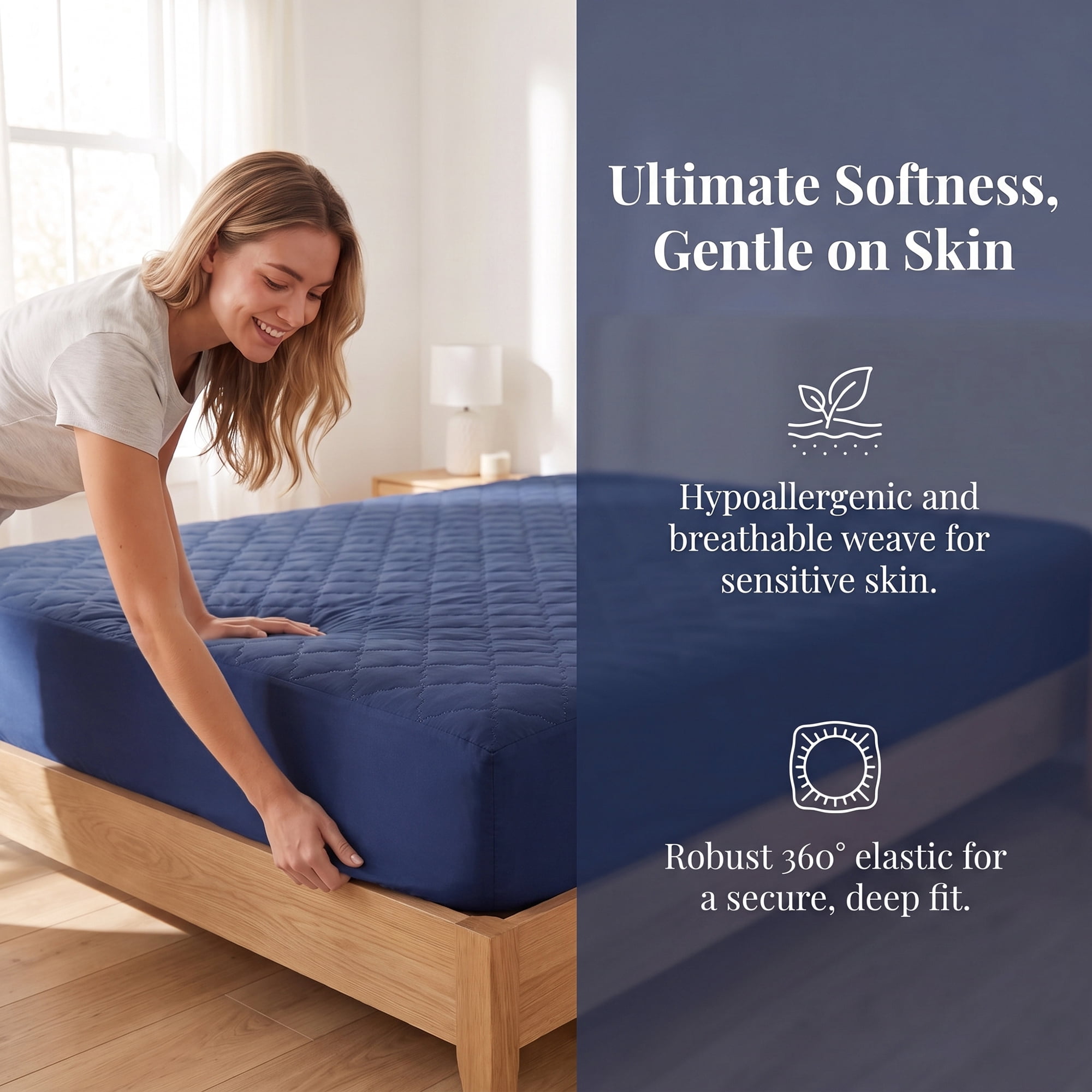 Unique Bargains Fitted Sheet Polyester Bed Sheets with Diamond Grid Design Navy Blue 60.2"x79.9"