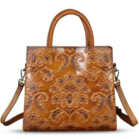 Genuine Leather Purse and Handbag Women Embossed Leather Crossbody Shoulder Bag