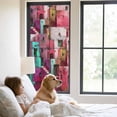 thumbnail image 2 of Abstract Red Window Privacy Film, Painting Buildings Geometric Color Block Static Cling UV Sun Blocking Heat Control Window Tint Day and Night, Non-Adhesive One Way Privacy Cover 29.5''x78.7'', 2 of 7
