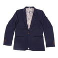 thumbnail image 1 of Chaqueta de traje para hombre, informal, de un botón, corte entallado, con forro bordado, para caballero, azul marino, XXL, 1 of 14