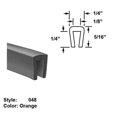 

Silicone Foam High-Temperature U-Channel Push-On Trim Style 048 - Ht. 5/16 x Wd. 1/4 - Orange - 25 ft long