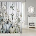 thumbnail image 2 of Manfei Vintage Fall Pumpkin Shower Curtain 72Wx72L,Blue Hummingbird Bathroom Curtain, 2 of 5