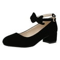 thumbnail image 3 of Mostsola Womens Heels Suede Closed Toe Bowknot Ankle Strap Business Casual Shoes Dress Pumps, 3 of 9