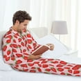 thumbnail image 6 of Honeii Strawberries Pattern Mens Pajamas Set,2pcs Men's Lounge Long Sleeve Sleep Shirt and Pajama Bottoms Sleepwear Set,Mens Pjs Sets-XX-Large, 6 of 7