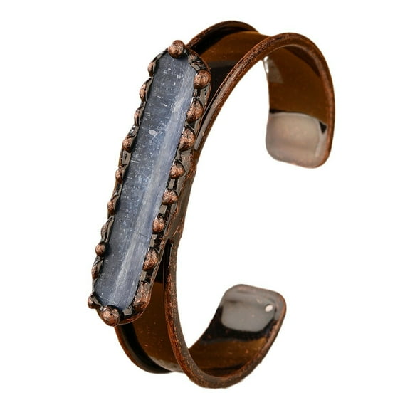 Natural Blue Kyanite Adjustable Cuff Bracelet Raw Crystal Healing Bangle for Women, Boho Spiritual Jewelry