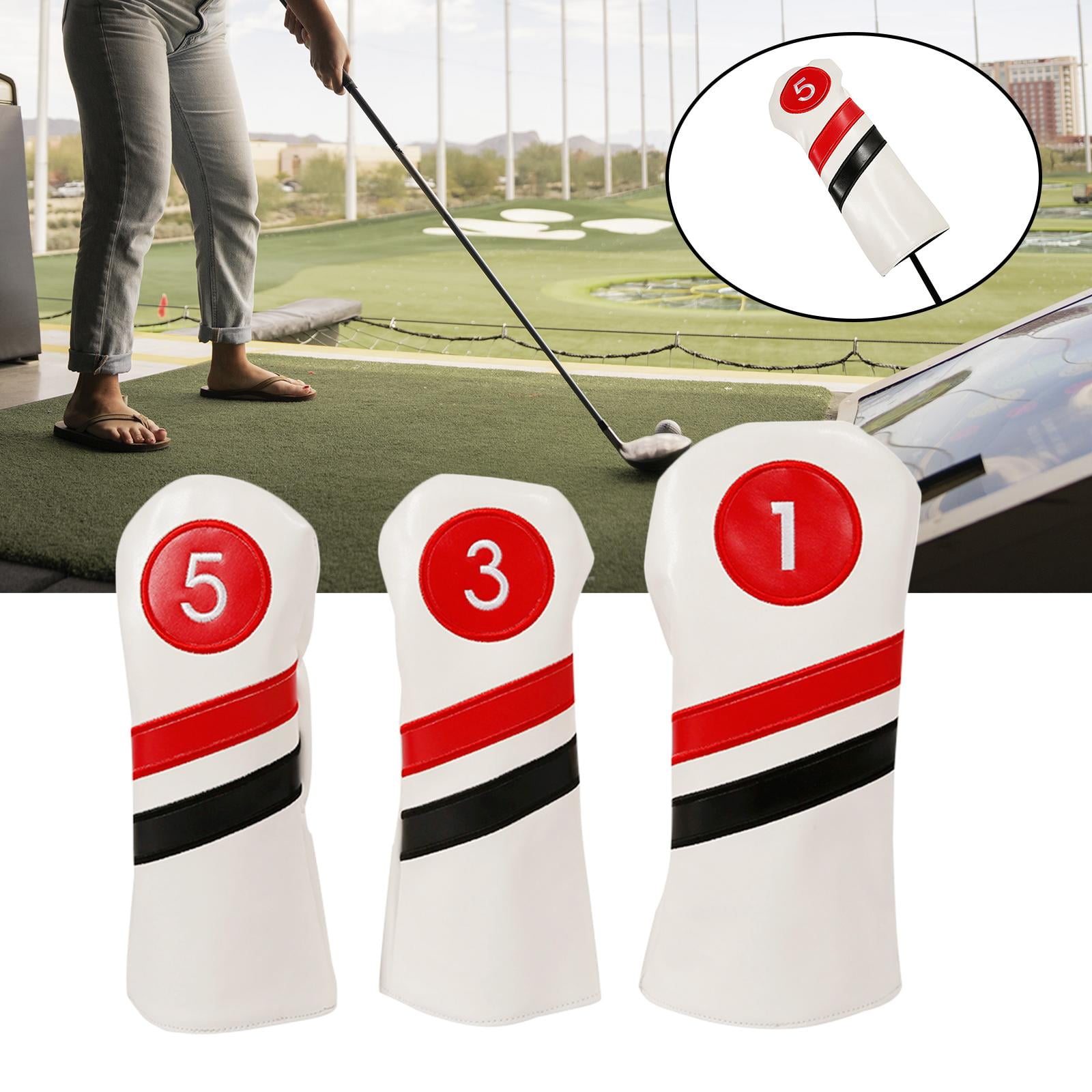 3Pcs Golf Wood Headcover Fleece Lined Wear Resistant Golf Driver Head Covers