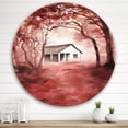 thumbnail image 2 of Designart 'Red Autumn Woods and A House in Wild' Cabin & Lodge Circle Metal Wall Art 29x29 - Disc of 29, 2 of 5