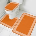 thumbnail image 3 of Burnt Orange Geometric Bath Mat 3 Piece Bathroom Rug Set, Country Greece Key Art Non Slip Bath Rug Contour Mat and Toilet Lid Cover, Absorbent Shower Mats Soft Bath Rugs and Mats Sets, 3 of 8