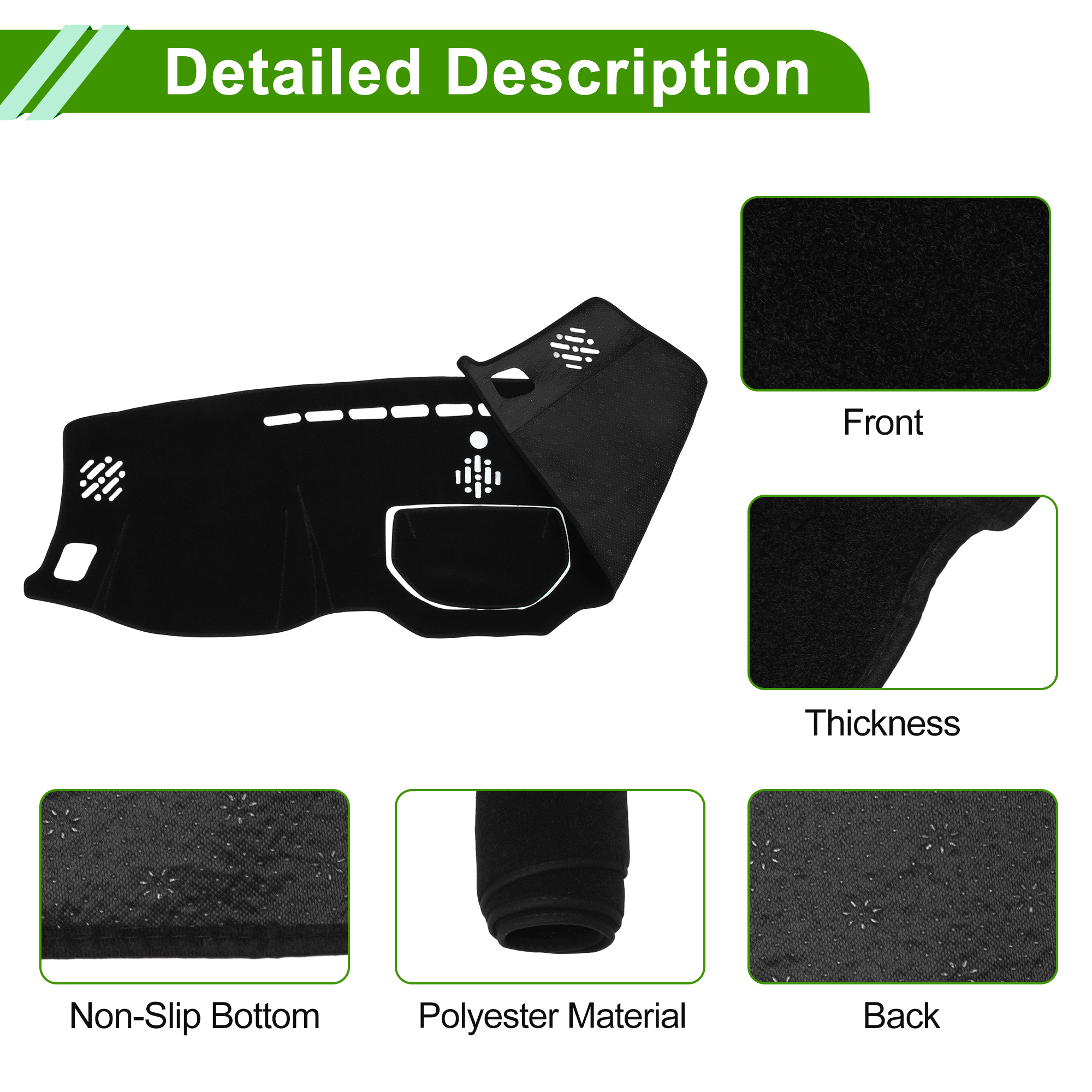Unique Bargains Dash cover for Toyota Tundra 2014-2021 Dashboard cover Car Interior Anti-Slip/Anti Dust Polyester Black Thread 1 Pc