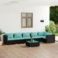 thumbnail image 1 of vidaXL 7 Piece Garden Lounge Set with Cushions Poly Rattan Black, 1 of 5