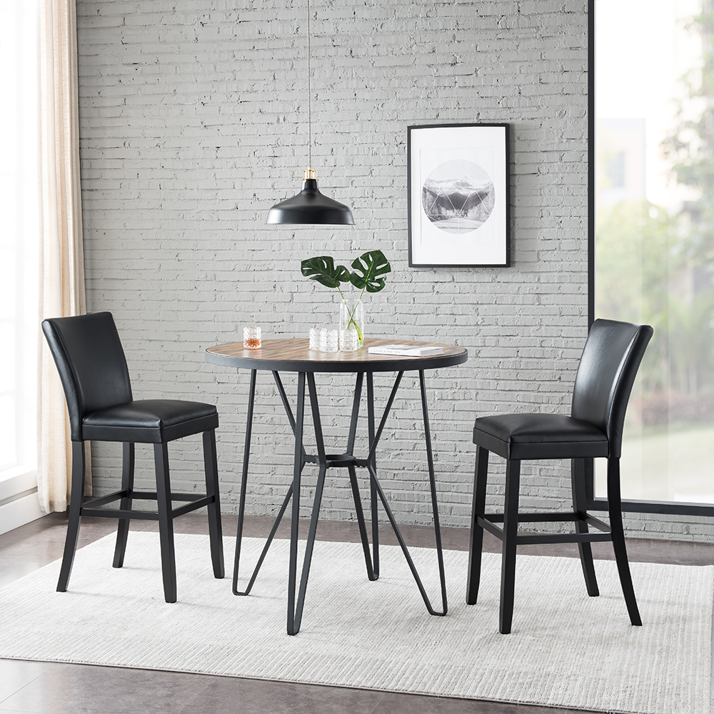 Modern Kitchen Counter High Dining Chairs Pub Chairs with Wood Legs and