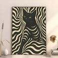 thumbnail image 3 of Psychedelic Optical Illusion Black Cat Wall Art Poster Green-Eyed Zebra Striped Cat Retro Art Deco Print for Bedroom Living Room Dorm Cat Lover Gift Home Decor, UNFRAMED 16x24, 3 of 5
